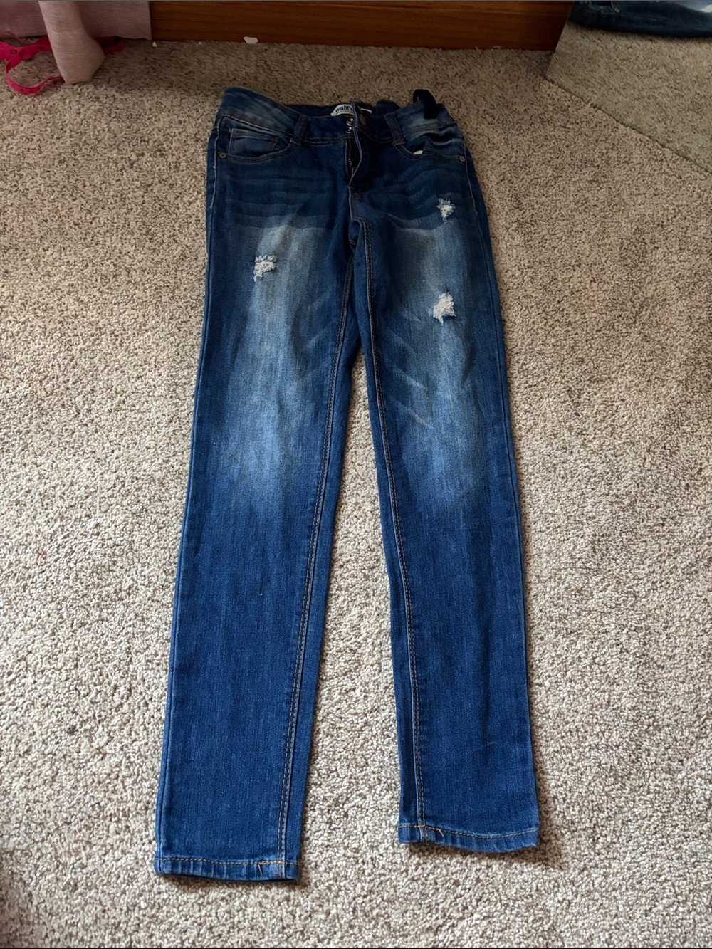Kids Distressed Blue Skinny Jeans